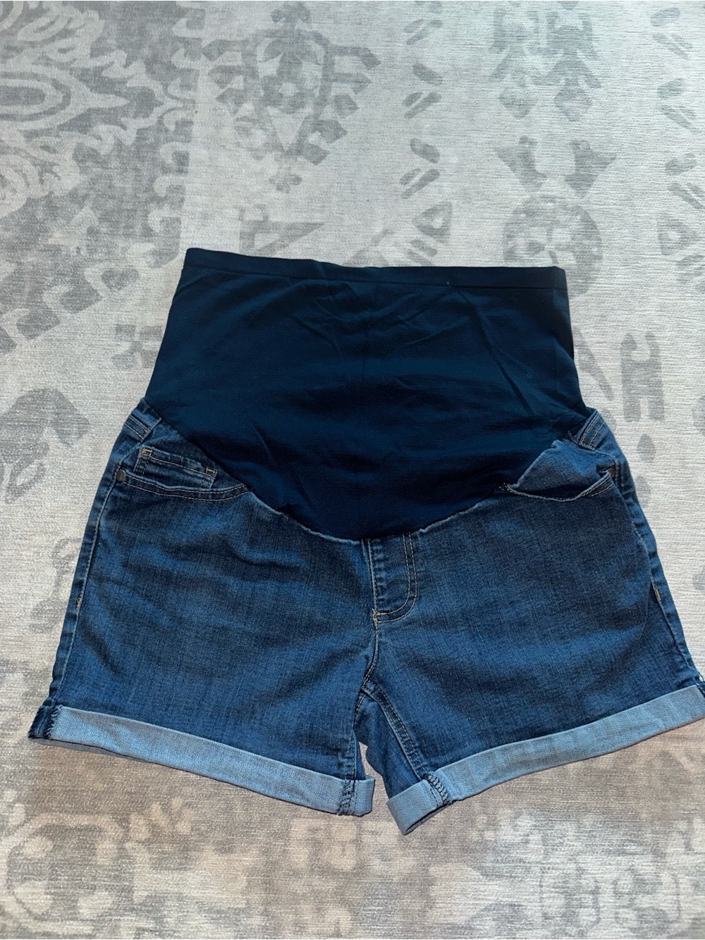 Time and Tru Denim Maternity Shorts with Black Stretch Waist